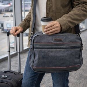 American Tourister Canvas Travel Bag Carry On Vintage‎ Grey With Shoulder Strap